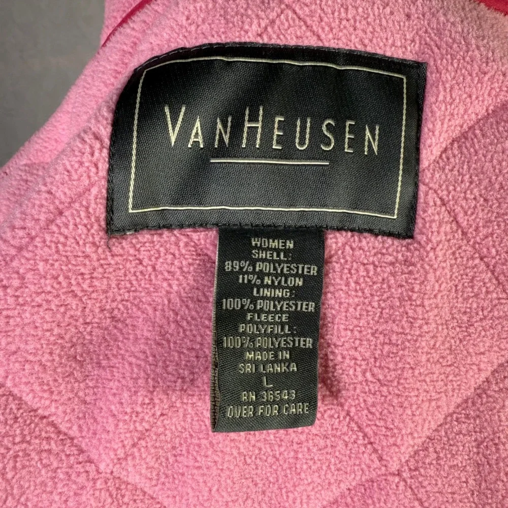 Van Heusen Quilted Jacket Pink Button Front Pockets Stand Collar Women Sz L - Picture 4 of 11